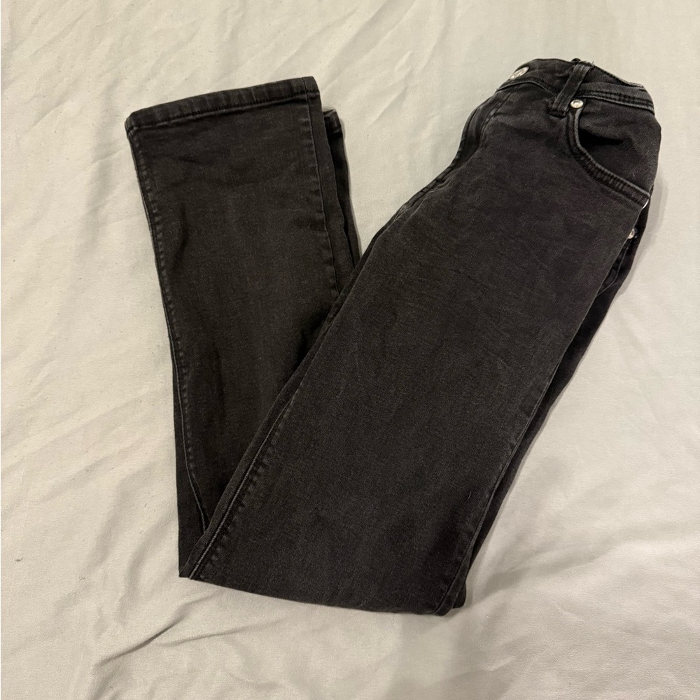 {7 FOR ALL MANKIND} Black Slimmy Straight Leg Jeans